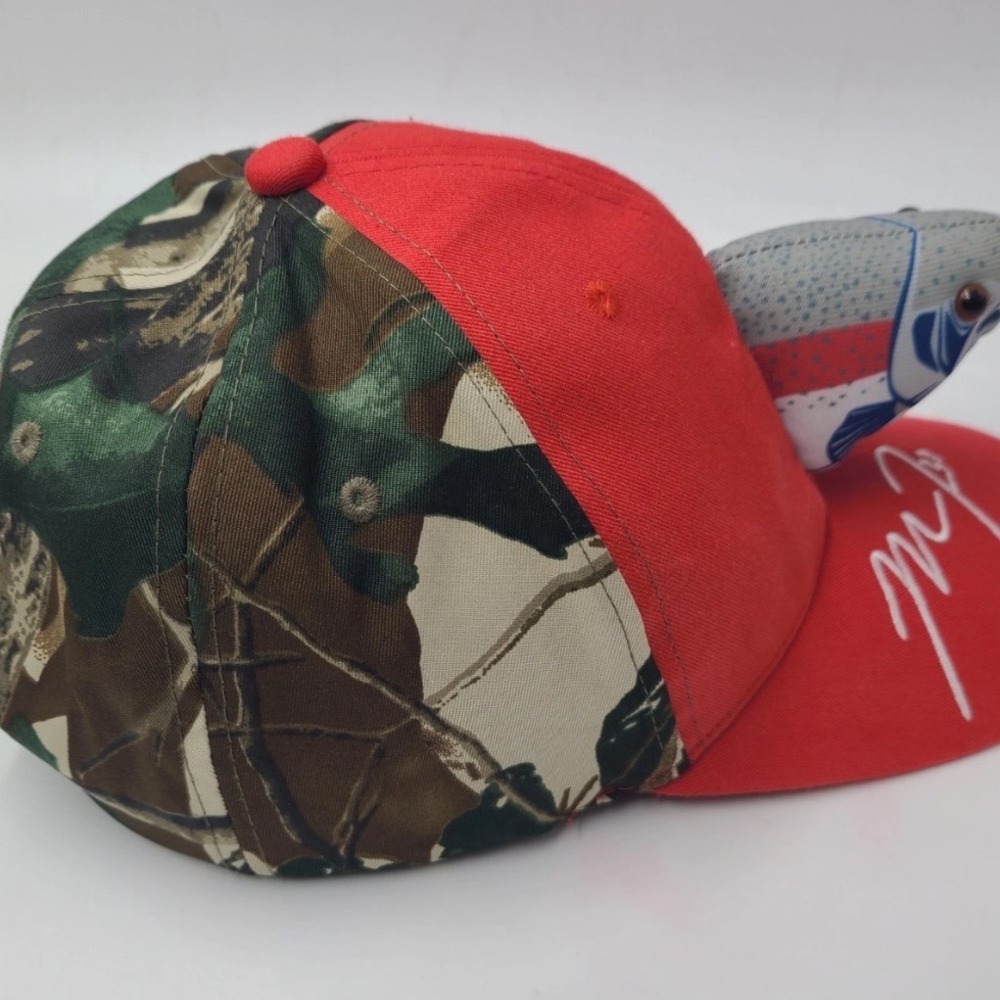 Mike Trout LA Angels 3D Plush Fish Camo Baseball Hat Red Adjustable Cap MLB 27 - Picture 5 of 7